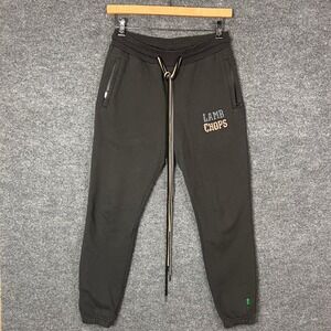 Lamb Chops Sweatpants Joggers Charcoal Gray Drawstring Logo Size S